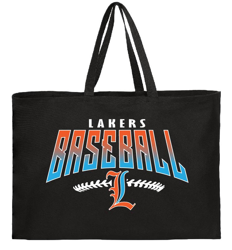 Lakers Baseball Jumbo Tote Bag-Black Only (name and number can be added to the other side!)